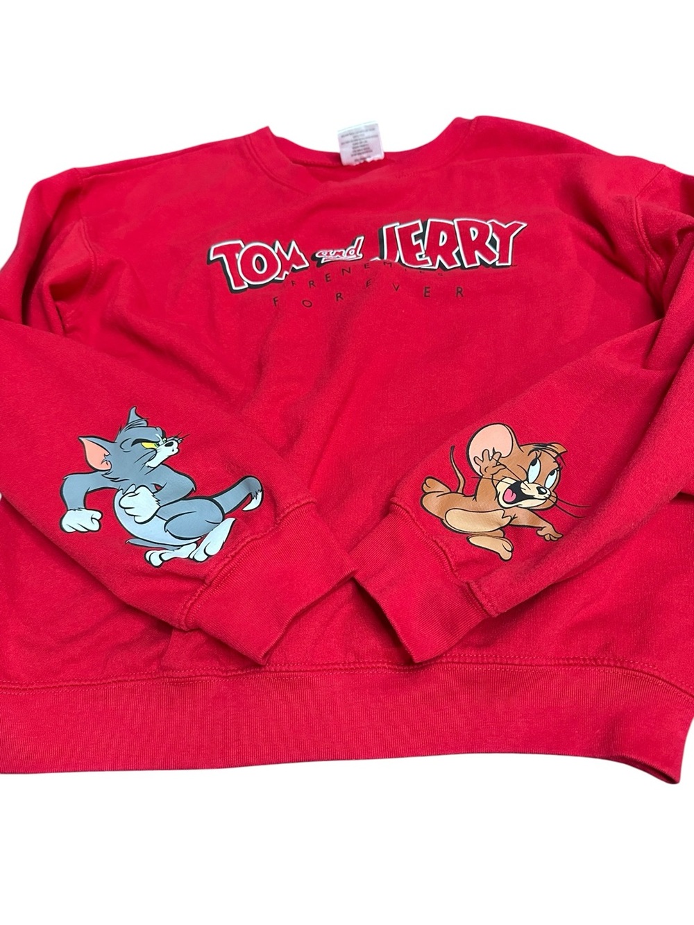 Tom and Jerry Enemies‎ Forever Red Graphic Sweatshirt Youth Medium 7-9 Cartoon